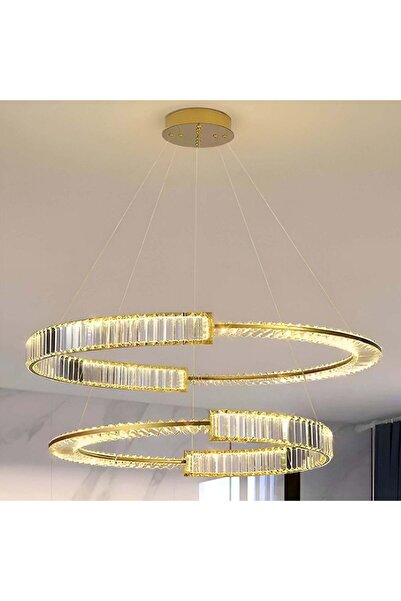 OEM Lustra LED suspendata cu telecomanda si cristal PRISM REGAL 200W, 2 Cercu...