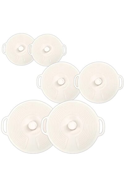 Choice1 3-size white 6pcs 3/6pcs Silicone Lids Set with Double Handle Pot Lid...