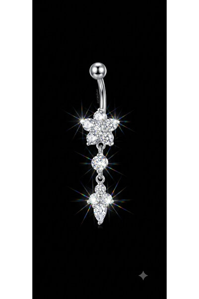 AyçaSilver Sallantılı Papatya Cerrahi Çelik Göbek Piercing