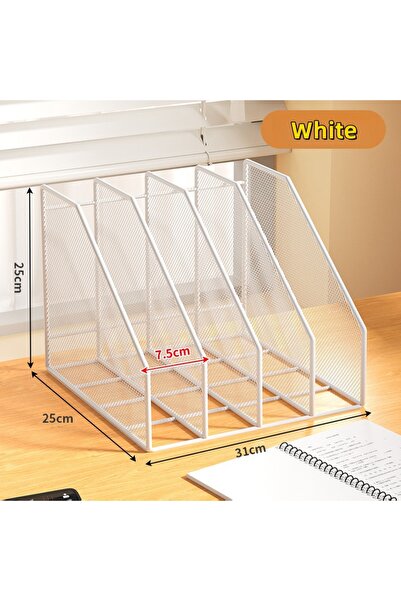 Choice 4T-White Metal File Rack Office Desk Shelf Standing Desktop File Folde...