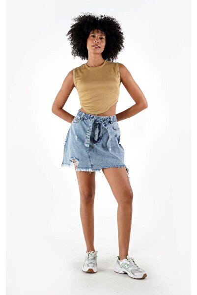 ALEXANDERGARDI FİTİLLİ ASİMETRİK CROP BLUZ (B24-008701)