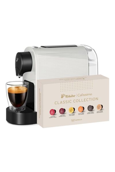 Tchibo Espressor CAFISSIMO Pure Plus White + Colecția Clasică, capsule de caf...