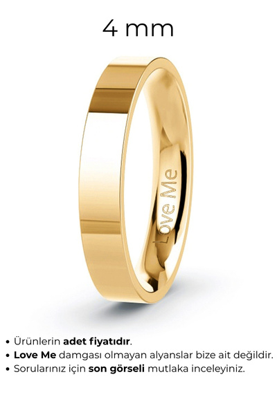 Love Me Yeni Model Mücevher Kalitesinde 4mm Parlak Altın Renk Kararmaz Unisex...