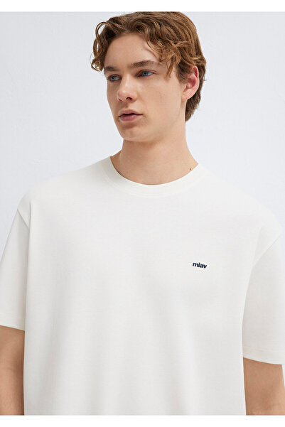 Mavi Miav Printed Ecru T-Shirt Loose Fit / Relaxed Comfortable Cut 0613568-70057