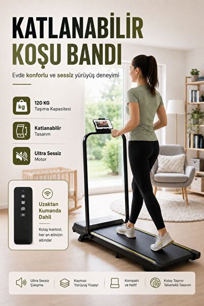 post alley Bluetoothlu Uzaktan Kumandalı Katlanabilir Ev Tipi Yürüyüş ve Koşu...