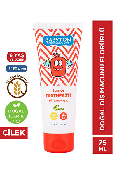 BABYTON Doğal Çilek Diş Macunu 6 Yaş ve Üzeri Florürlü 75 ml