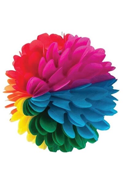 partidolu 40 Cm Rainbow Karışık Renk Pelur Kağıt Ponpon Çiçek Asma Süs 1 Adet...