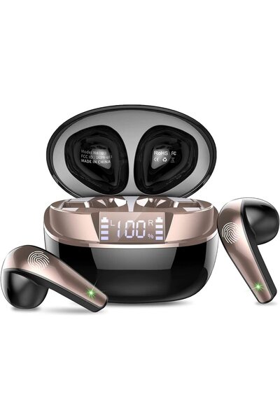 LittleDomi Casti Wireless Bluetooth 5.3, Control prin Atingere, Fara Fir, Car...