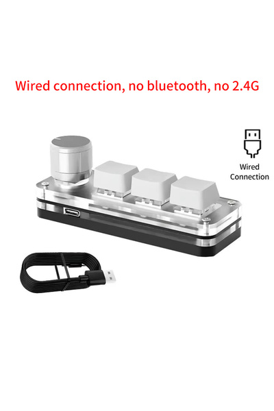 Choice3 GGBEE White wired 2.4G Bluetooth 3 Keys 1 Knob Customize Keyboard Mac...