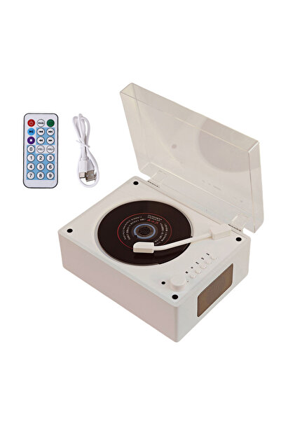 Choice White Retro CD Player Rechargeable Wireless Bluetooth 5.0 Speaker Port...