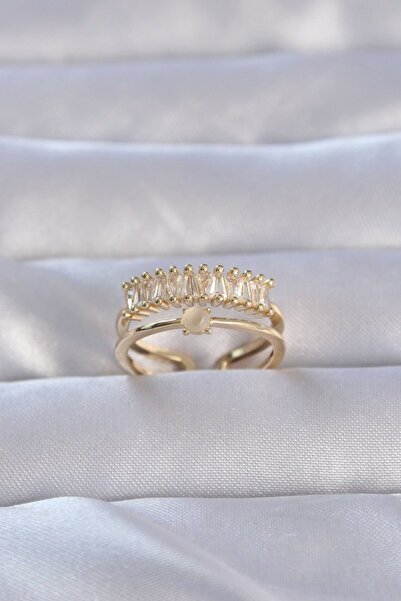 Skygo Gold Colored Brass Zircon Stone Waterway Ring - Adjustable Model TJ-BYK...