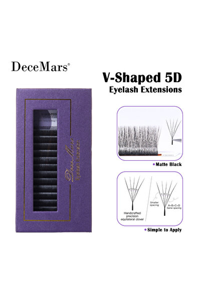 Choice52 7mm 0.07mm M Matte Black DeceMars V-shaped 5D Eyelash Extensions Mat...