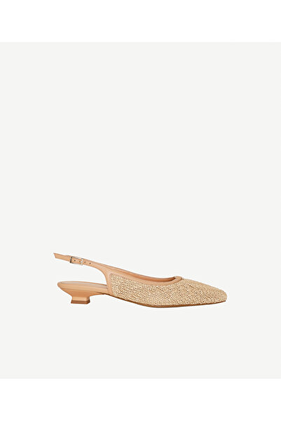 Yargıcı Leather Piping Straw Short Heeled Shoes
