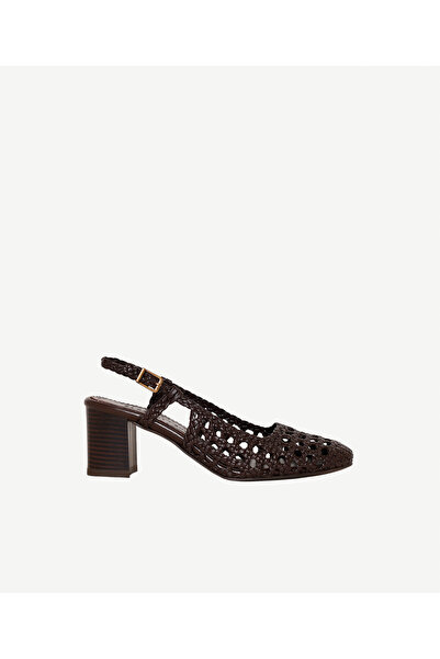 Yargıcı Open Back Knitwear Leather Heeled Shoes
