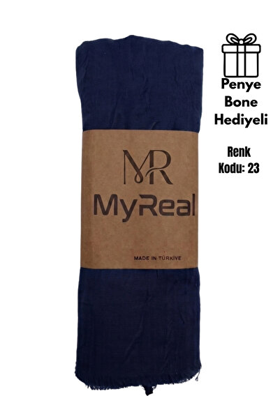 MyReal شال بامبو كراش أزرق داكن - نسيج طبيعي لا يحتاج للكي (90x200 سم)
