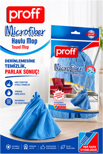 Proff Profesyonel Mikrofiber Havlu Mop Yıkanabilir Evrensel Uyumlu Yedek Başlık