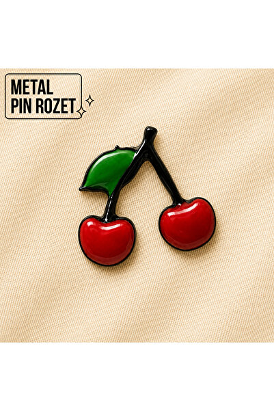 DREAMIOGIFTANDBOX Kiraz Metal Pinli Sevimli Kawaii Yaka Çanta Ceket Aksesuarı