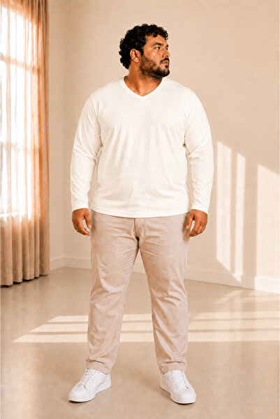 sngl tekstil Men's Plus Size Oversize Long Sleeve V Neck T-Shirt 3XL 4XL 5XL ...