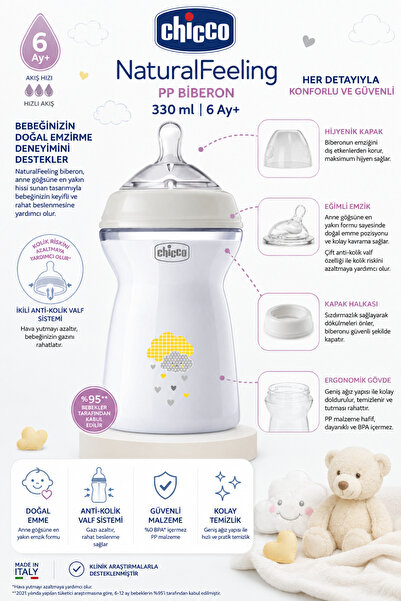 Chicco Naturalfeeling Baby Bottle 6 Months 330 ml