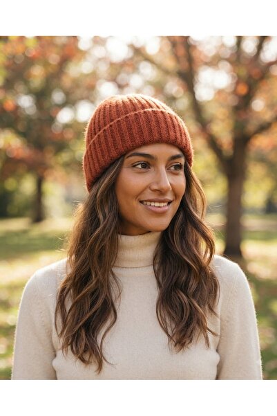Fonem Unisex Sarrow Beanie Fo 2569 Orange Thick Ribbed Knit, Flexible and War...