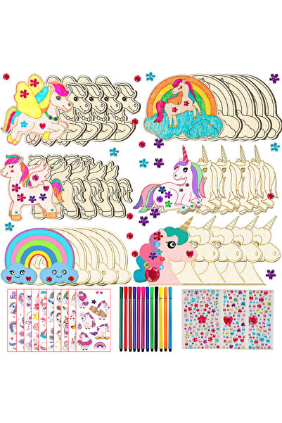 Choice Multicolor 386Pcs Unicorn Wood Craft Set with 18Pcs Unicorn Wood, 354 ...