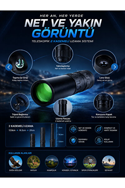 Cbtx Outdoor 4k 10- 300x40mm Zoom Telefon Tutucu Tripodlu Teleskop