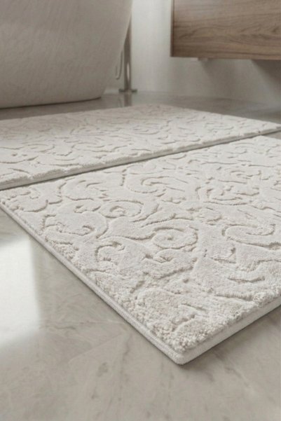 neşe home collection Banyo Paspas Seti 2'li | Makinede Yıkanabilir, Yumuşak, Leke Tutmaz | 60x100-40x60cm