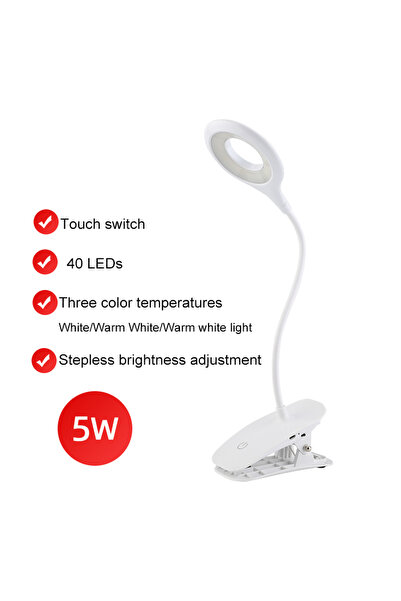 Choice 1200mAh 40 LEDs LED Desk Lamp Clip on Type USB Charging With Built In ...