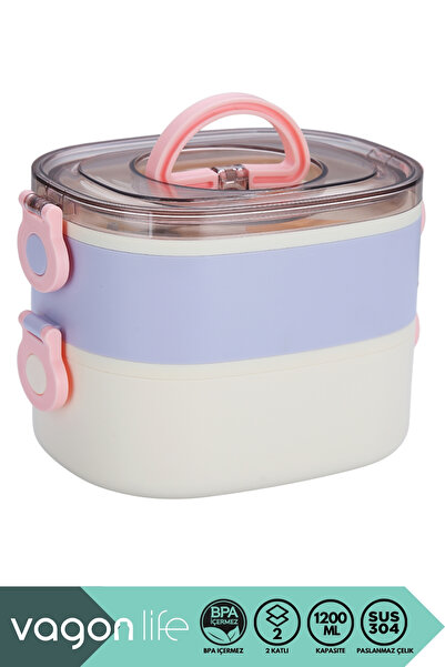 Vagonlife Bento 1200ml Double Color Lunchbox New Collection 2 Layer Stainless...