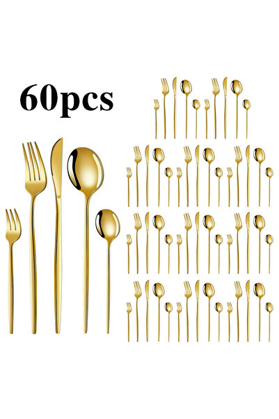 Choice3 60pcs gold 5/20/30/60pcs Cross-Border Stainless Steel Cutlery Set, Lu...
