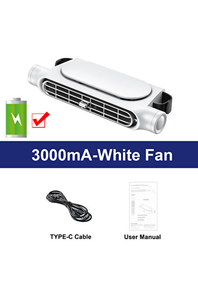 Choice 3000mA-White Fan Car Seat Cooling Fan 3 Speed Adjustable 5V USB Car He...