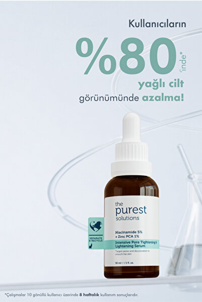 The Purest Solutions Gözenek, Ve Siyah Nokta Karşıtı Niacinamide Serum 30 ML (Niacinamide 5% & Zinc Pca 1%)