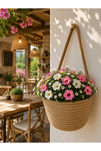 ÖRGÜM Sepet Dekoratif Çiçeklik Duvar Saksılık 15X15 CM BİTKİ DAHİL DEĞİLDİR