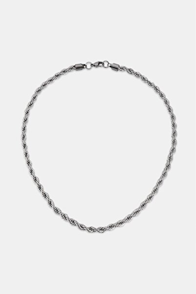Crupt Studio 6mm X 50cm 316L Steel Rope Chain Silver Tone Men's Necklace