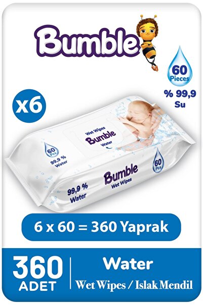 Bumble Water Islak Mendil 60 Yaprak 6'lı Paket