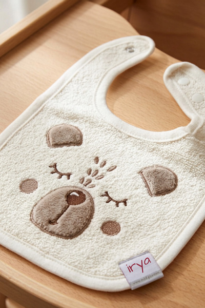 İrya Teddy 100% Cotton Baby Bib Cream