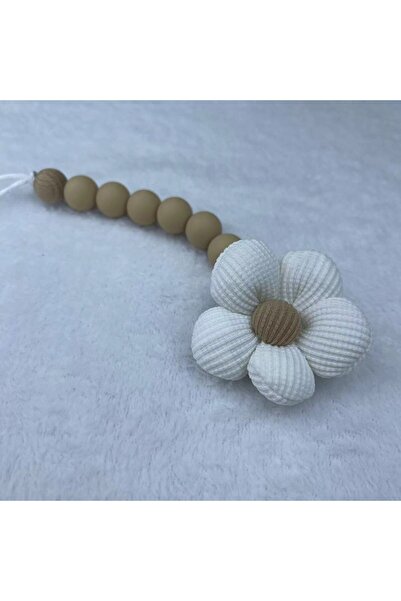 choice2 White Beige Flower Baby Pacifier Clip Chain Newborn Dummy Nipple Hold...