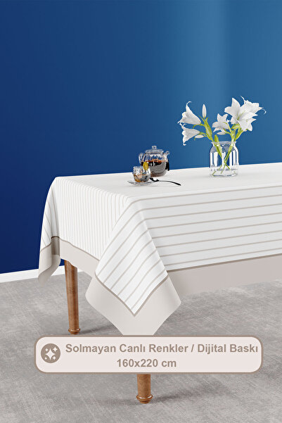 Elart Lara Tablecloth Digital Printed (160X220 cm) Beige