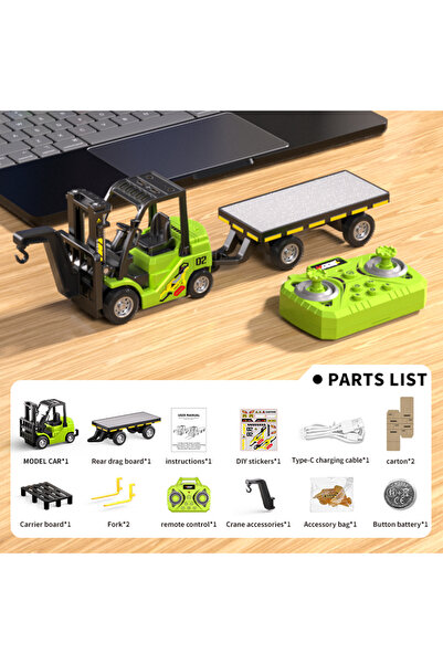 Choice Green Truck 1/64 RC Forklift Trucks Alloy Mini Desktop Toys 2.4G Rc Ca...