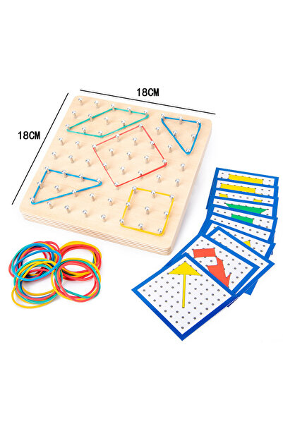 Choice1 18X18CM Wooden Geoboard with Bands Mathematical Manipulative Material...