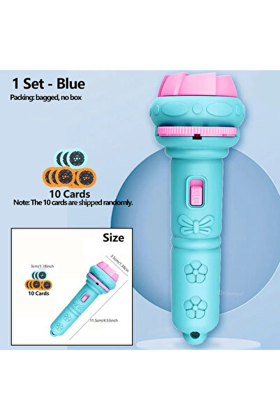 Choice3 Blue Kids Projector Flashlight with 10 Cards 80 Images Cartoon Night ...