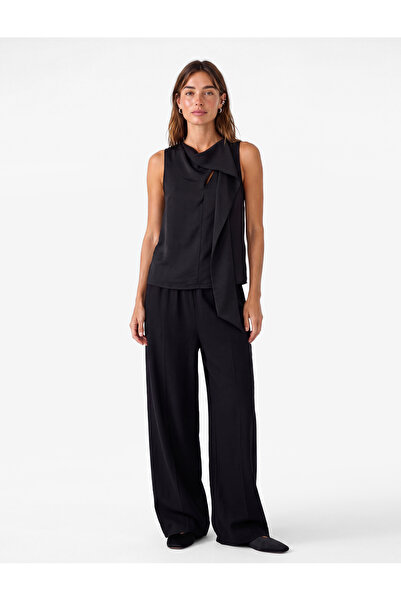 Koton Viscose Fabric Waist-Tie Loose Fit Pocketed Balloon Trousers