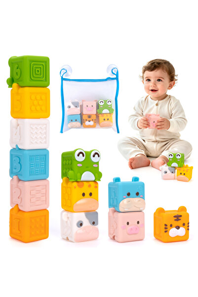 Choice Animals 3D Cube Animal Stacking Toys Baby Soft Silicone Building Block...