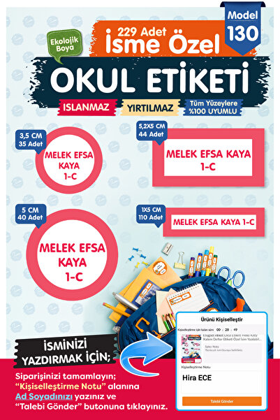t tuğset etiket Okul Etiketi Pembe  beyaz Çerçeve  Temalı Kalem Defter Etiket...