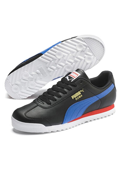 Puma حذاء روما بيسك الرجالي الكاجوال باللون الأسود والأزرق