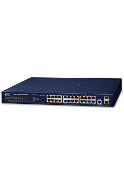 Planet Switch GS-4210-24P2S, 24x RJ-45 PoE+, 2x SFP, Gigabit, Management
