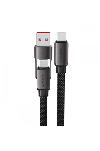 Acefast Cablu Date si Incarcare USB-C - USB-A / USB-C C13-05, 60W, 0.2m, Negru