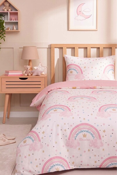 Rivaİstanbul Candy Rainbow Single Cotton Children's Duvet Cover Set