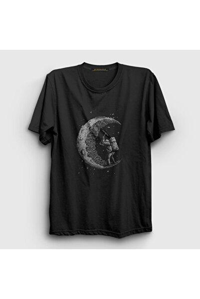 Presmono Unisex Crni Mesec Rudarski Astronaut Svemirski Astronaut Svemir T-sh...