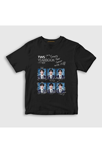 Presmono Unisex Kids Black Yearbook K Pop Tws T-Shirt 605529Tt